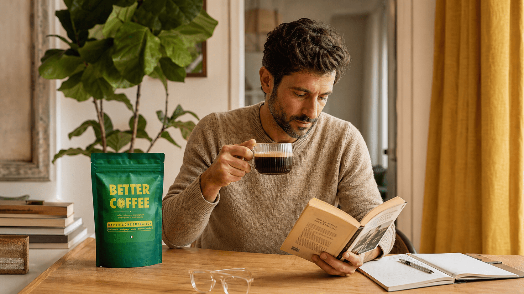 Better Coffee comme rituel quotidien, un moment calme avec un livre