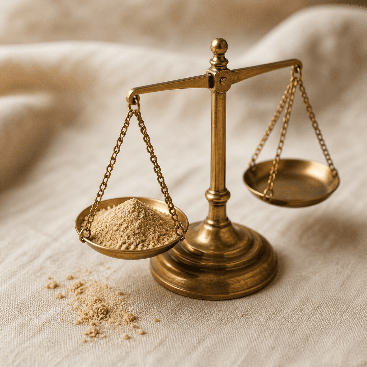 Balance avec poudre, symbole de précision des dosages