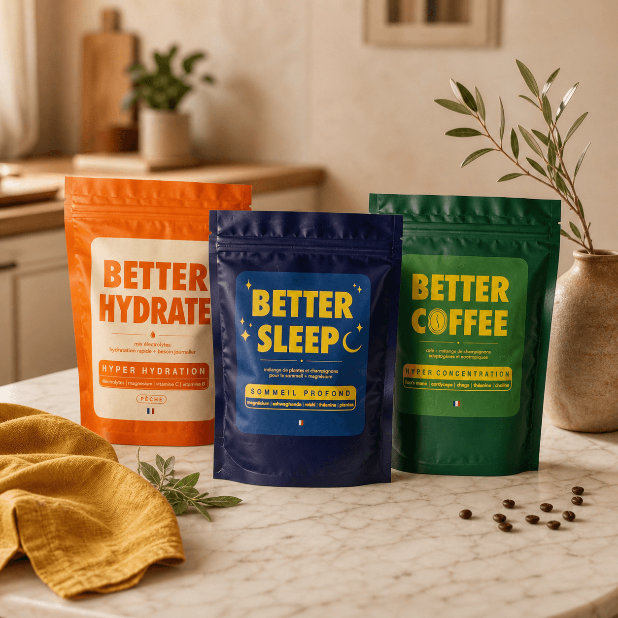 Trio Better Coffee, Better Hydrate, Better Sleep